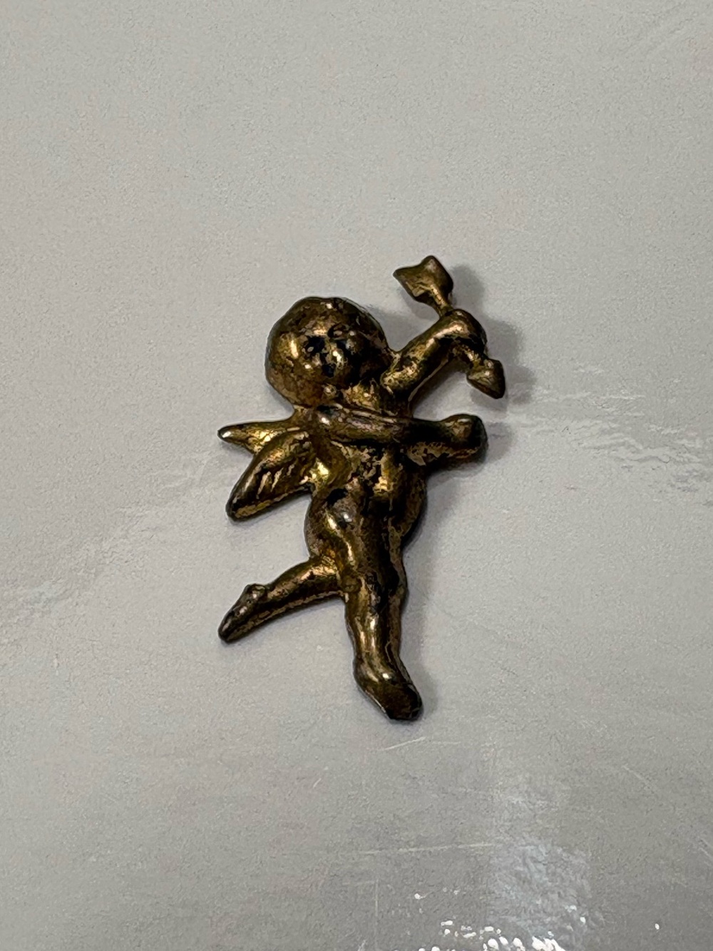 Vintage Micro Cupid Cherub Bow & Arrow Valentine Guardian Angel Stamping Charm